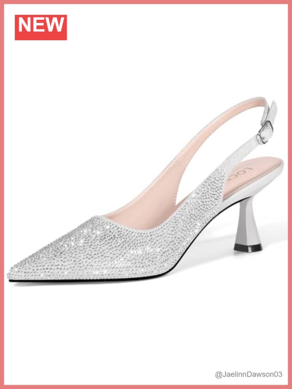 Faux Leather Glitter Kitten Heel Slingback Pointed Toe Dress Pump